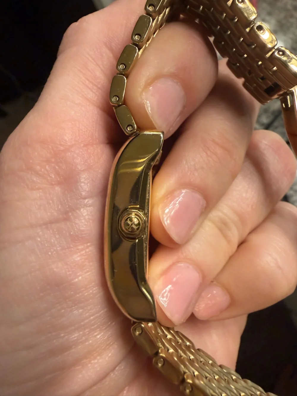 Tory Burch Gold and Ivory Eleanor Rectangular Bracelet Watch